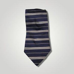 Daniel Cremieux Handmade 100% Silk Necktie Crest Striped Blue